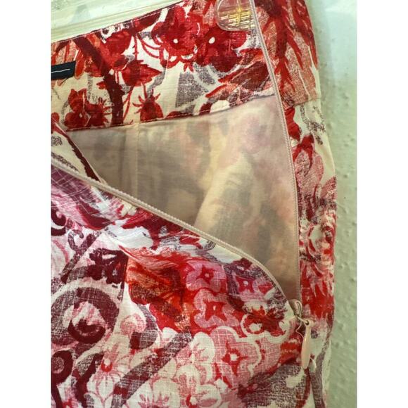 Gap Womens Midi Skirt Red White Floral Design Side Zipper Size 4 Casual Romantic - Picture 5 of 11